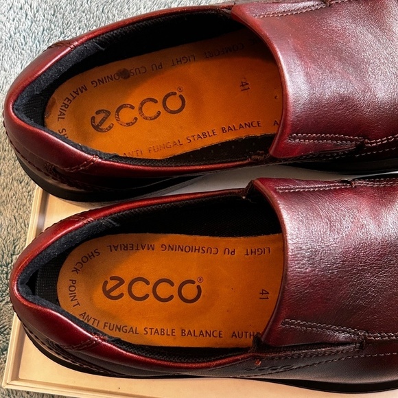 Ecco Helsinki Men’s Leather Slip On Dress Shoe Size EU41/US7.5 Oxblood/Brown - Picture 13 of 16